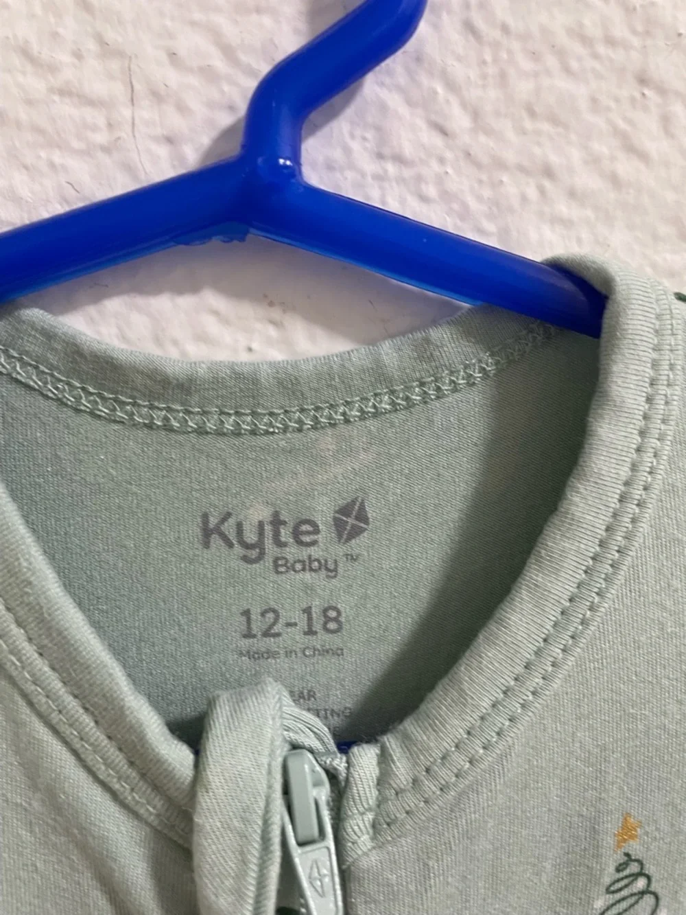 Kyte BABY Sage Green Tree Print Footed One-Piece